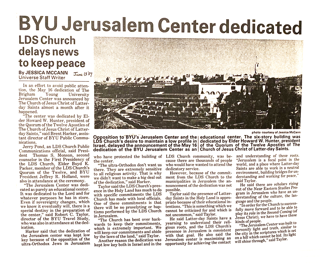 Jerusalem Center Dedicated