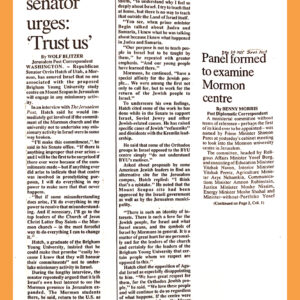 Mormon Senator Urges: ‘Trust us!’