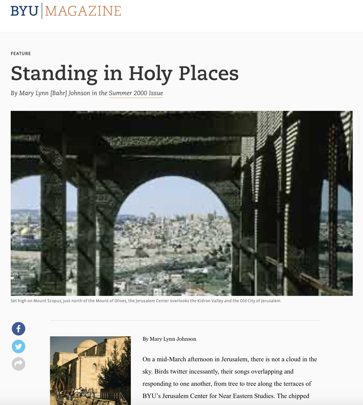 Standing in Holy Places Standing in Holy Places