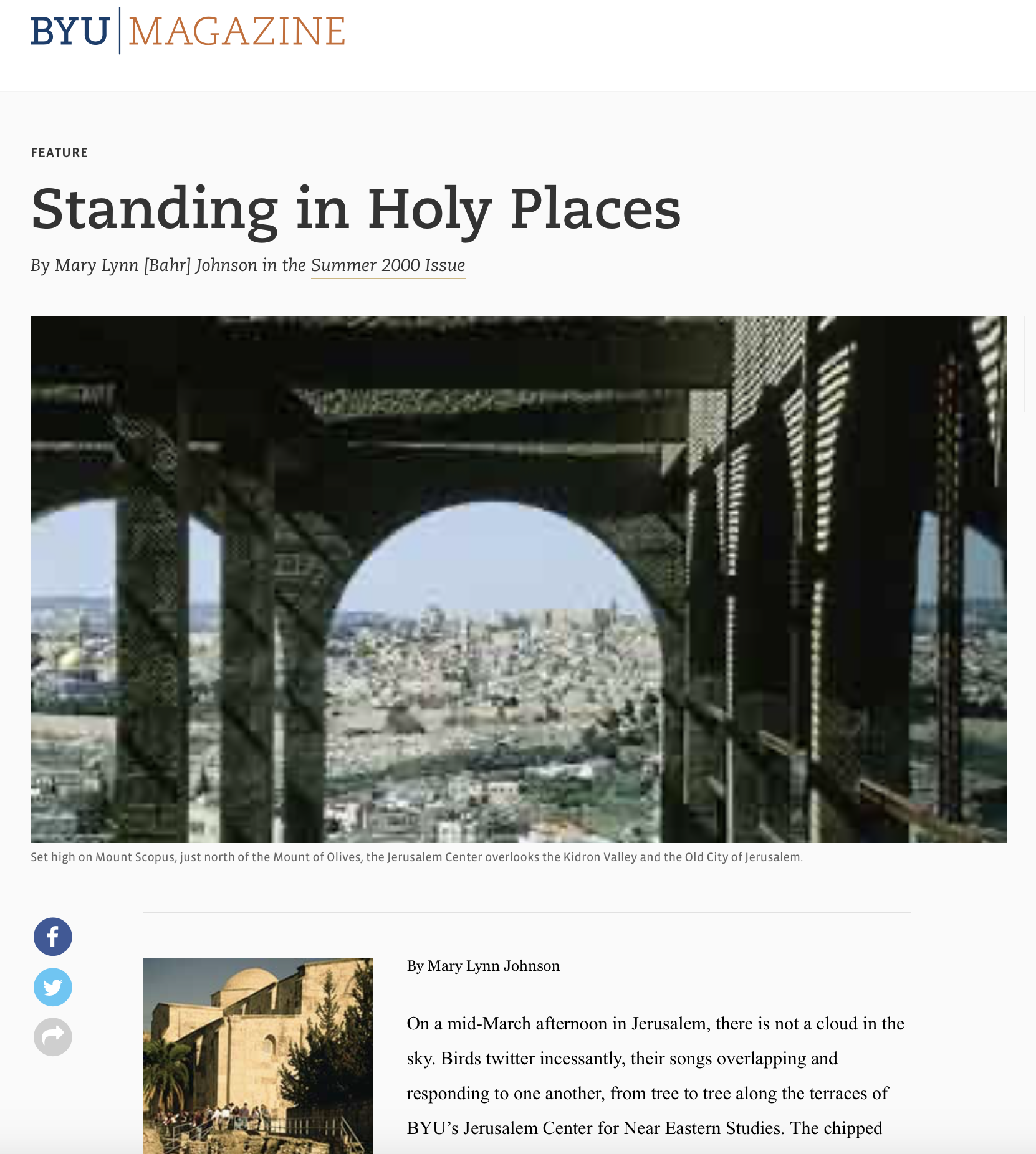 Standing in Holy Places