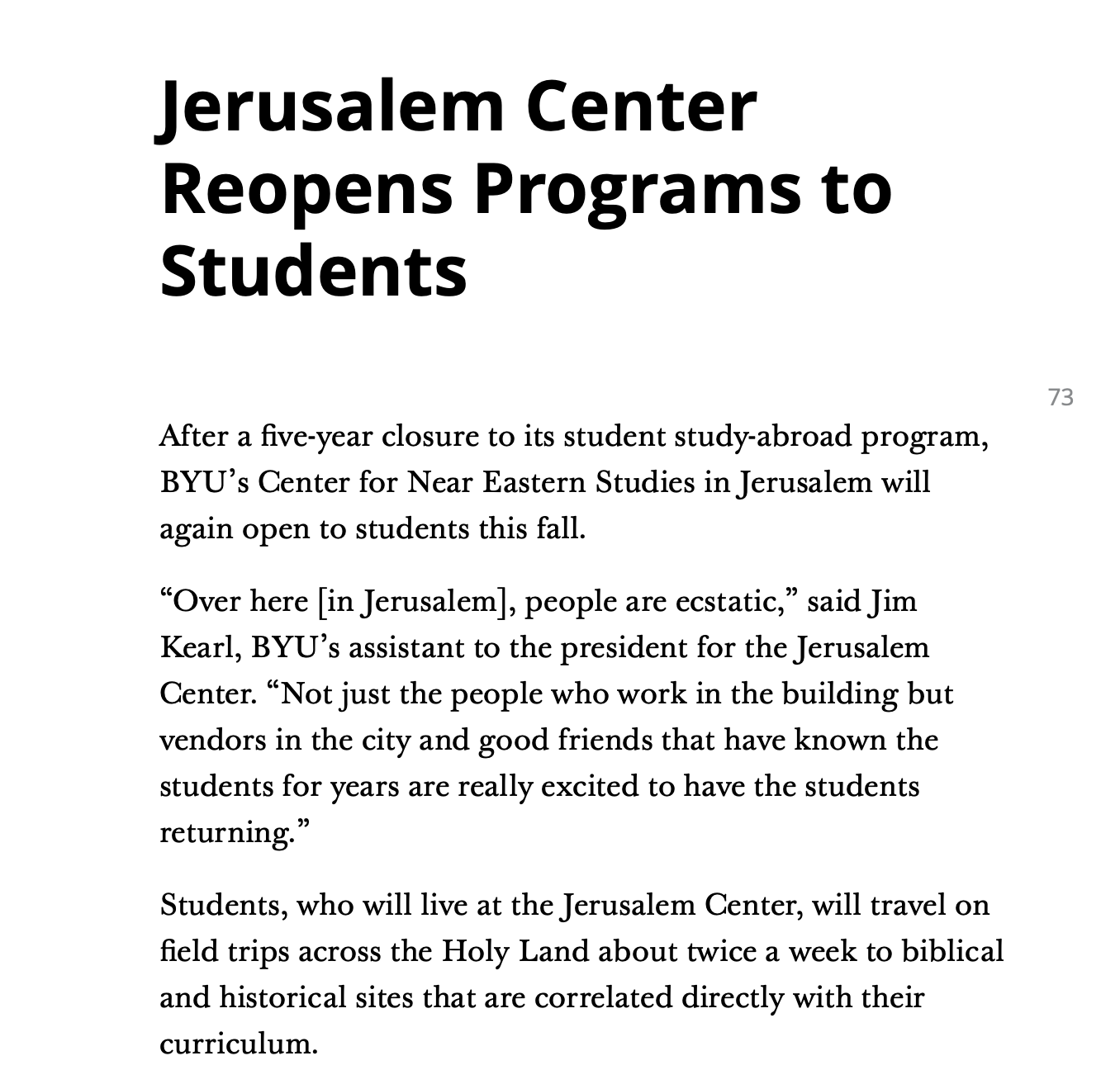 Jerusalem Center Reopens Programs to Students