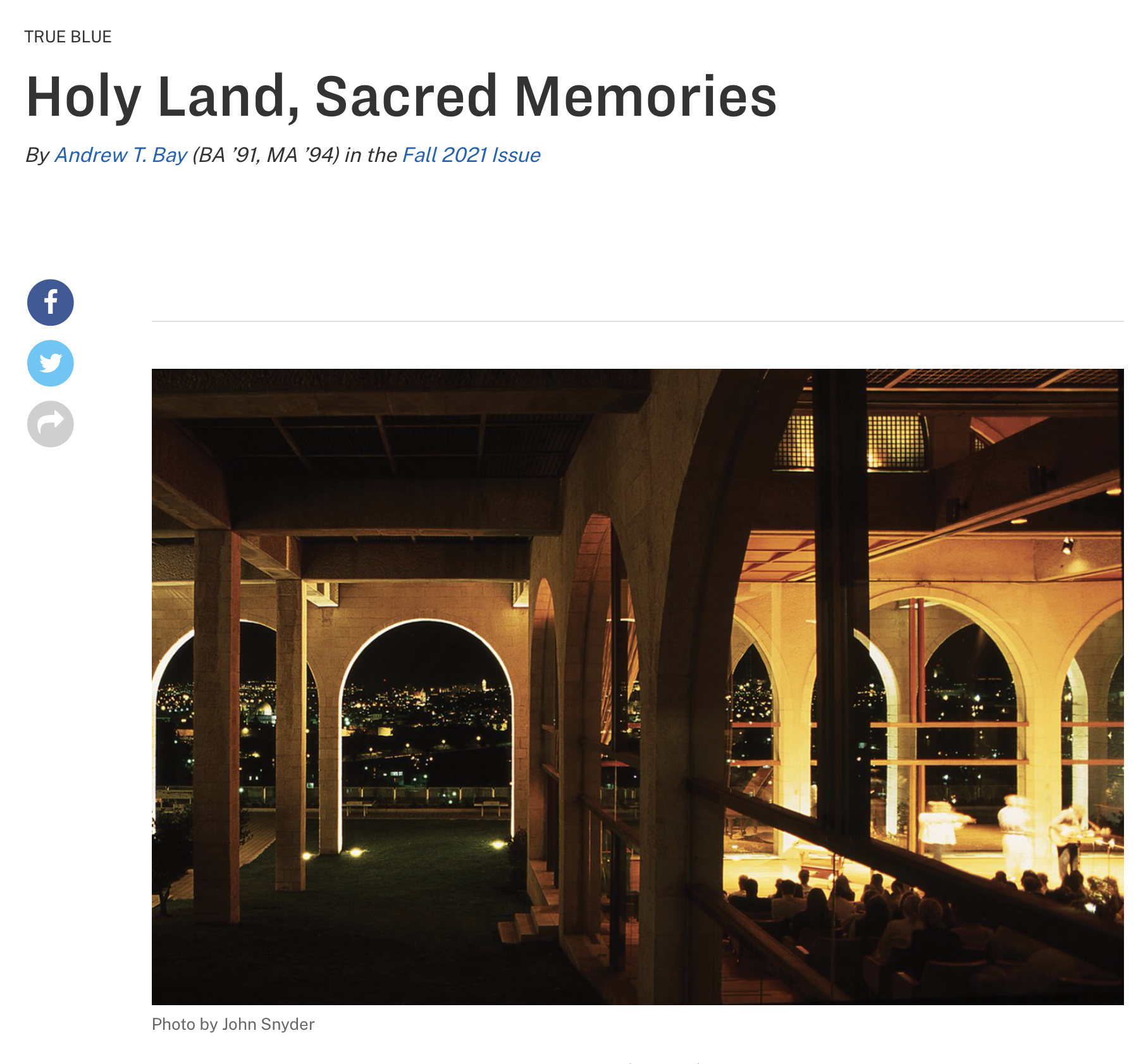 Holy Land, Sacred Memories